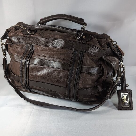 L.A.M.B. Gwen Stefani Brown Leather Purse Y2K Kensington LAMB Shoulder Bag Vtg - Picture 4 of 16